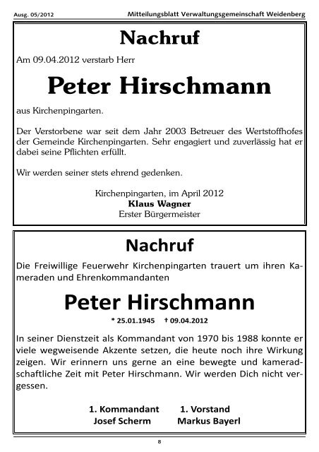 Ausgabe 05/2012 - Verwaltungsgemeinschaft Weidenberg