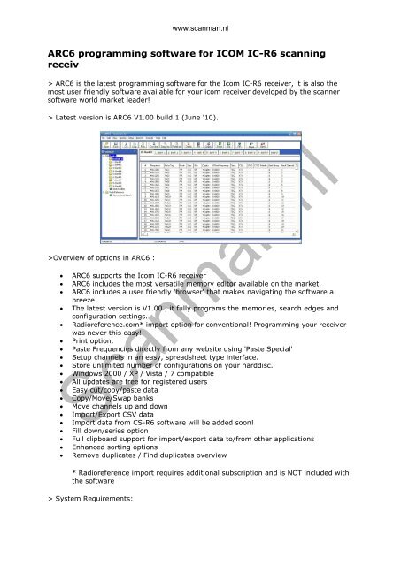 radio programming software for the icom ic-r6