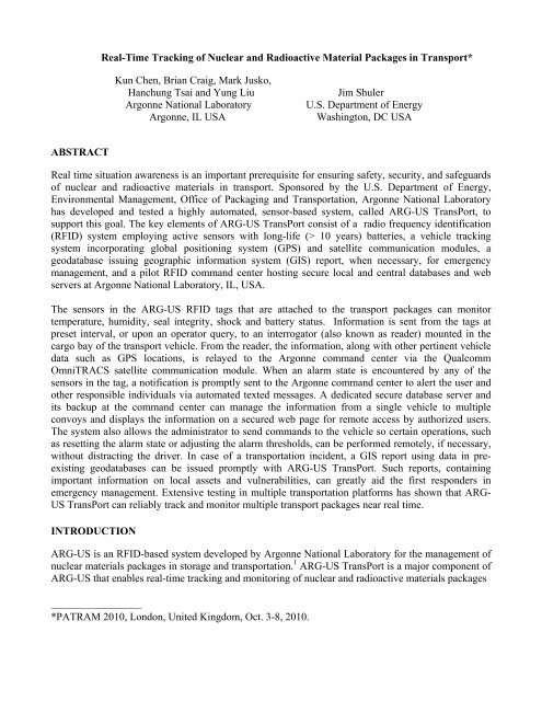 Real-Time Tracking of Nuclear and Radioactive Material Packages ...