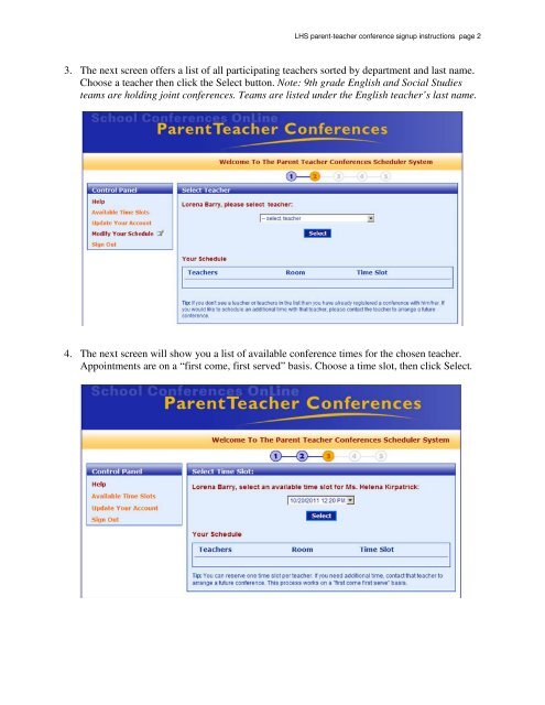 LHS parent-teacher conference signup instructions - Lexington ...