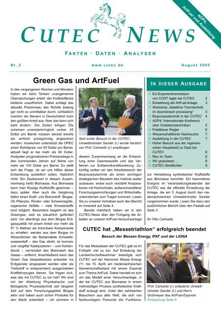 Green Gas und ArtFuel - CUTEC-Institut GmbH