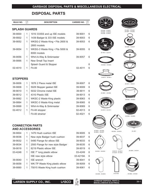 39 Garbage Disposal - Lasco - Plumbing Parts!