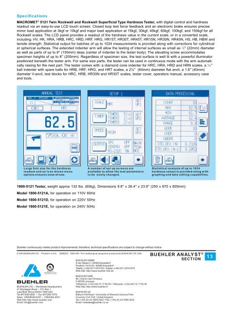 Rockwell and Rockwell Superficial Type Hardness Tester