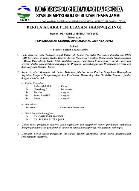 berita acara penjelasan (aanwijziing) - BMKG