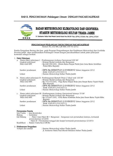 berita acara penjelasan (aanwijziing) - BMKG