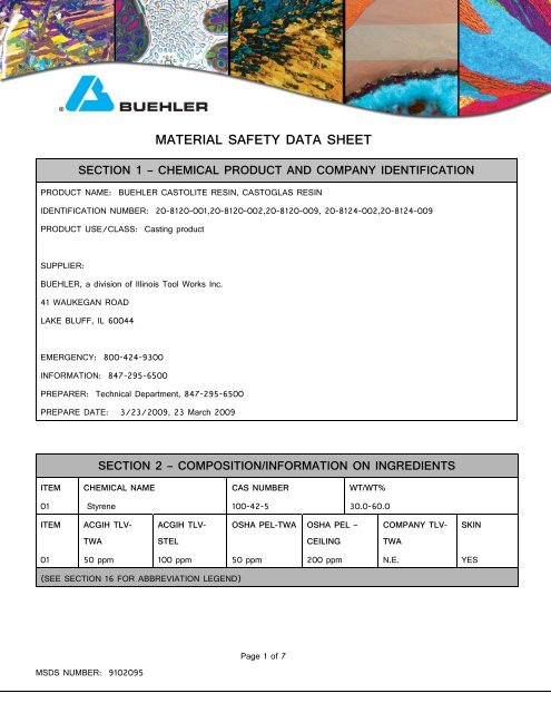Material Safety Data Sheet Buehler