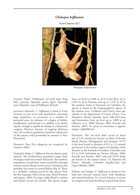 Edentata 11(2), 2010 - Anteater, Sloth & Armadillo Specialist Group
