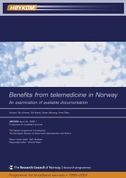 Benefits from telemedicine in Norway - Department of Health ...