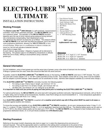 ULTIMATE LUBERâ¢ Installation Instructions - ATS Electro-Lube