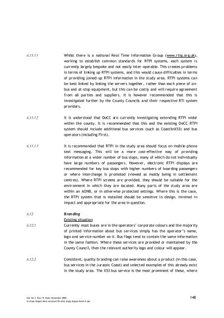 Jurassic Coast Transport Infrastructure Gap Analysis Study