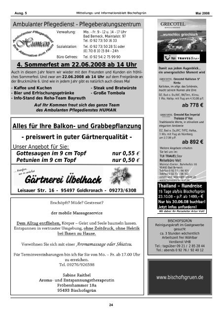 für Ihre Balkon- und Grabbepflanzung - Gemeinde Bischofsgrün