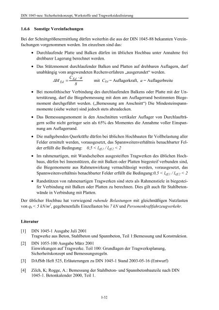 1 Struktur der DIN 1045-neu, Sicherheitskonzept, Werkstoffe ...