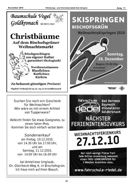 (1. Advent) im Ev. Gemeindehaus von 14.00 - Gemeinde Bischofsgrün