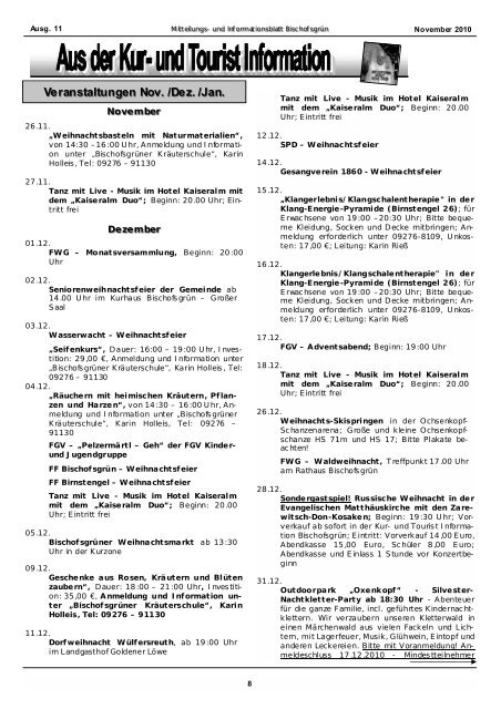 (1. Advent) im Ev. Gemeindehaus von 14.00 - Gemeinde Bischofsgrün