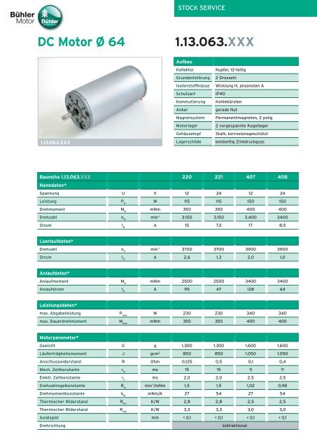 DC Motor Ø 40 1.13.046.XXX - Bühler Motor