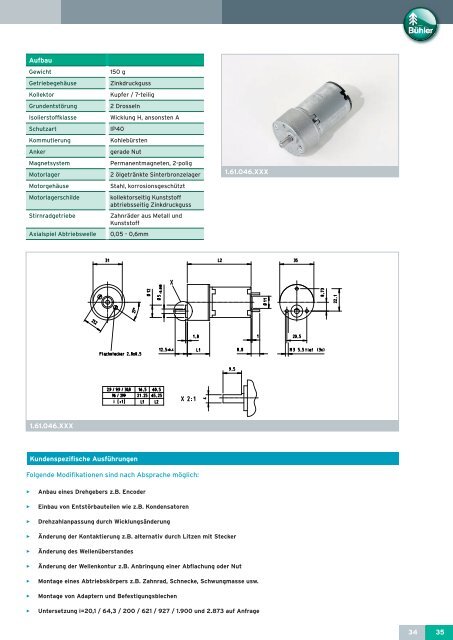 DC Motor Ø 40 1.13.046.XXX - Bühler Motor