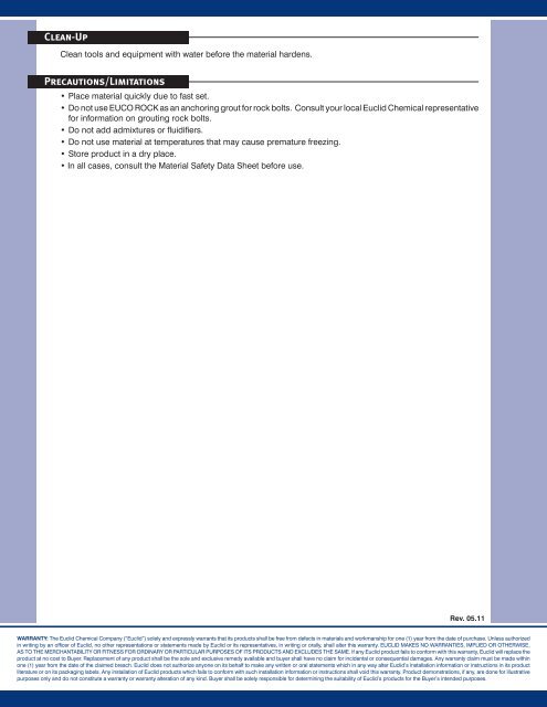 Euco Rock Technical Data Sheet - Euclid Chemical Co