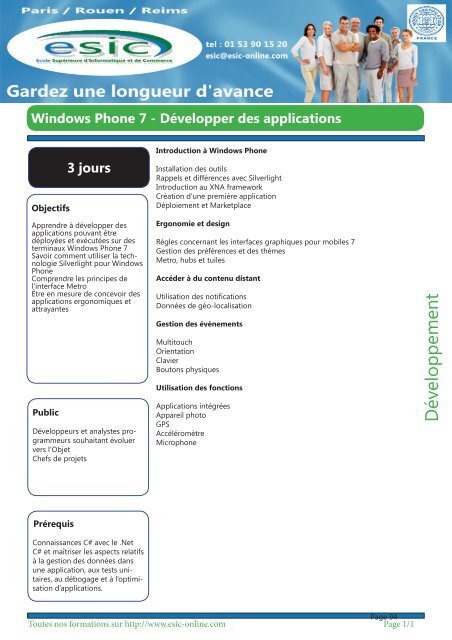 3 jours - Groupe ESIC