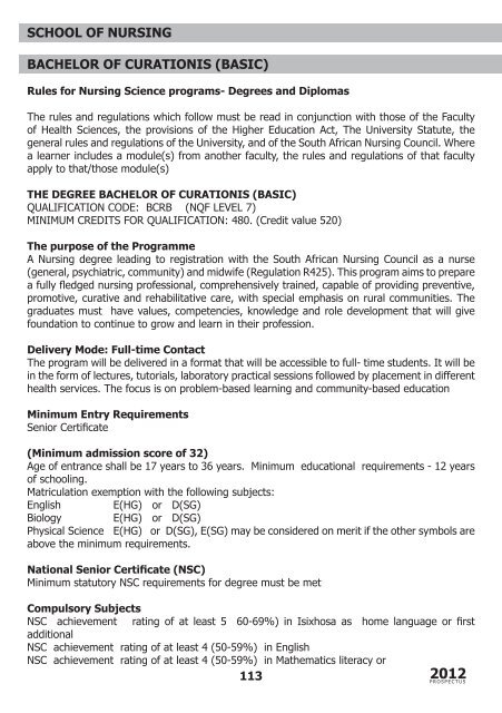 Faculty Prospectus 2012 - Walter Sisulu University