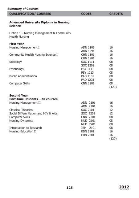 Faculty Prospectus 2012 - Walter Sisulu University