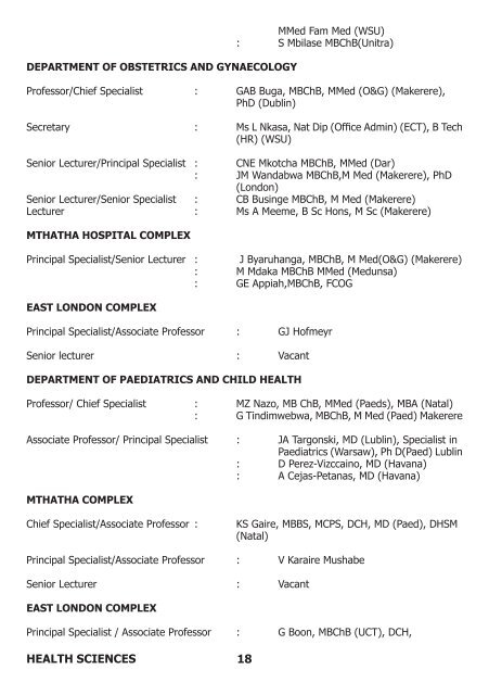 Faculty Prospectus 2012 - Walter Sisulu University