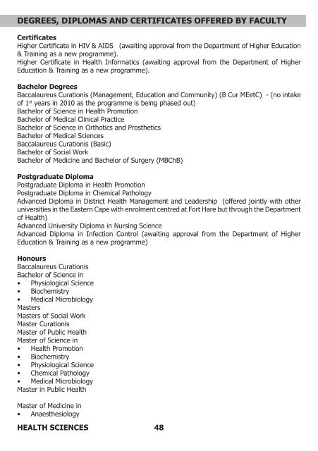 Faculty Prospectus 2012 - Walter Sisulu University