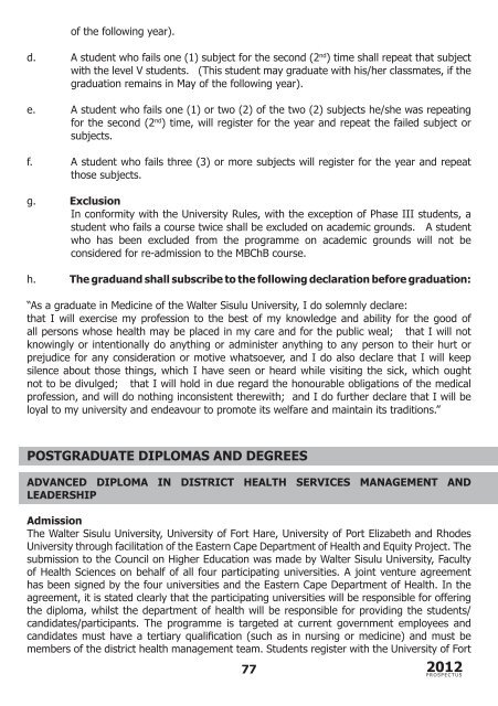 Faculty Prospectus 2012 - Walter Sisulu University