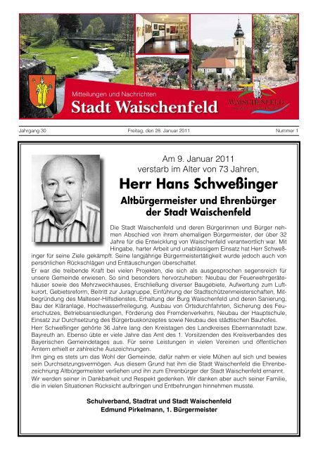 Herr Hans Schweßinger Altbürgermeister und ... - Waischenfeld