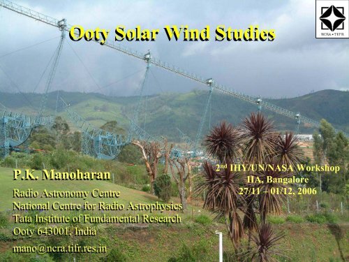 Ooty Solar Wind Studies - Indian Institute of Astrophysics