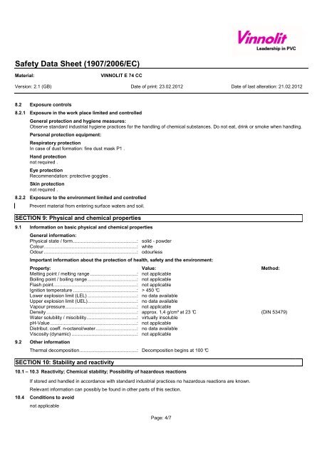 Safety Data Sheet (1907/2006/EC) - Vinnolit