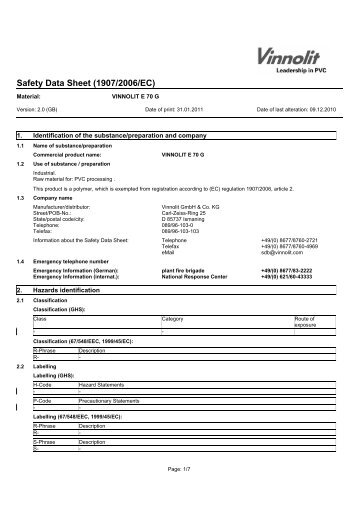 Safety Data Sheet (1907/2006/EC) - Vinnolit