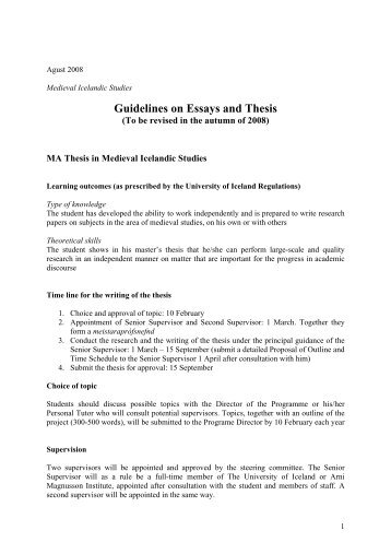 Guidelines on Essays and Thesis - University of Iceland