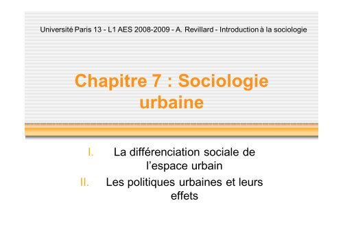 Diapos Melissa chap 7 socio urbaine