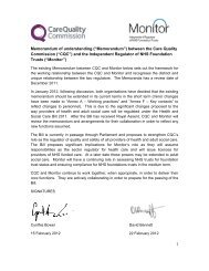 MoU between CQC and Monitor - Care Quality Commission