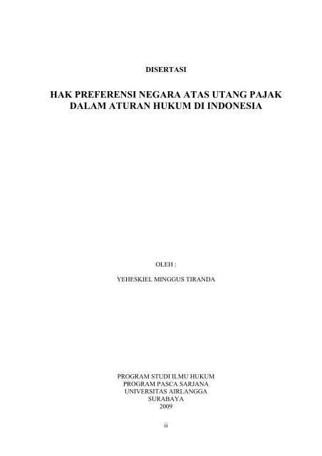 hak preferensi negara atas utang pajak dalam aturan hukum di ...