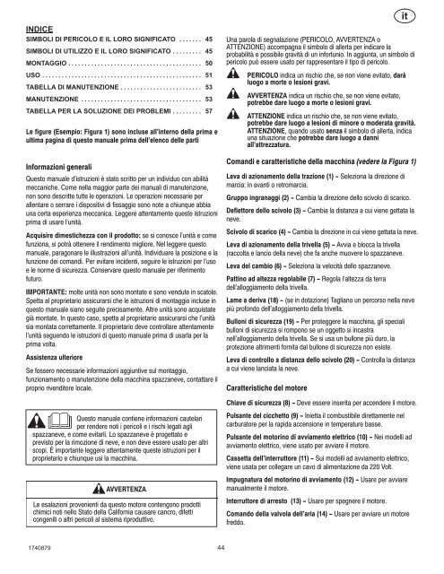 Instruction Book Snow Thrower Model 6291500X61 ... - Technik.sk