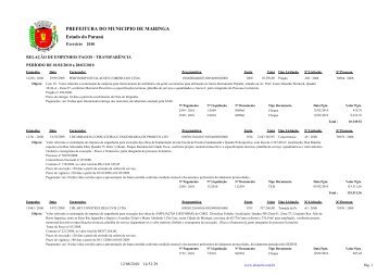 Pagamentos - Fevereiro - Prefeitura - MaringÃ¡ - Estado do ParanÃ¡