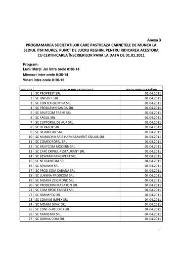 Anexa 3 PROGRAMAREA SOCIETATILOR CARE PASTREAZA ...