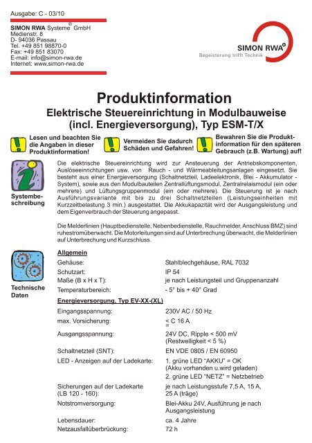 Produktinformation - Simon RWA