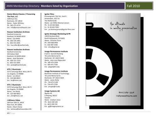 2010_fall_institutio.. - the Association of Moving Image Archivists