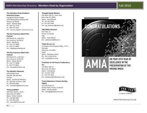 2010_fall_institutio.. - the Association of Moving Image Archivists