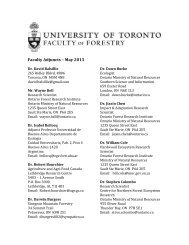 adjunct faculty - Faculty of Forestry - University of Toronto
