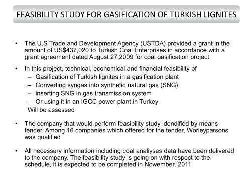 Development of Gasification and Activities in Turkish Coal Enterprises