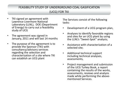 Development of Gasification and Activities in Turkish Coal Enterprises