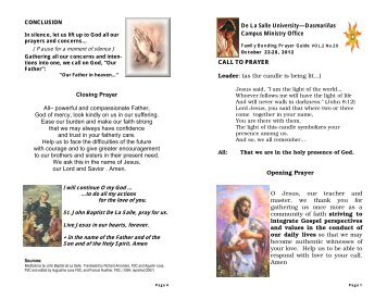 Closing Prayer All– powerful and compassionate Father ... - DLSU-D