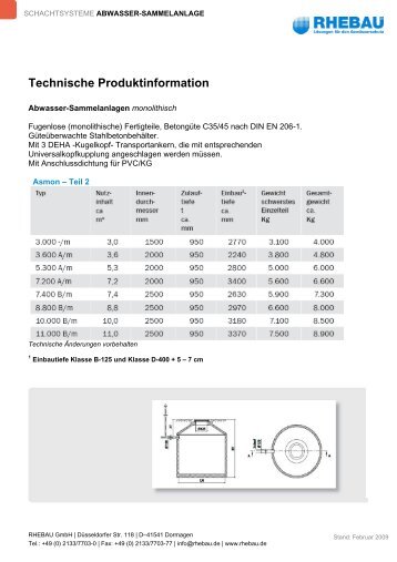 Technische Produktinformation - Rhebau GmbH