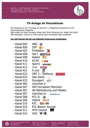 TV-Anlage im Vincentinum - Senioren- und Pflegeheim Vincentinum