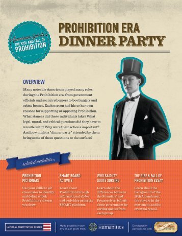 Prohibition-era Dinner Party - American Spirits: The Rise and Fall of ...