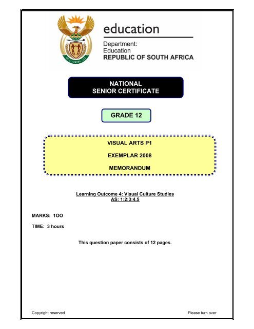 national senior certificate grade 12 - FET Design & Visual Arts ...