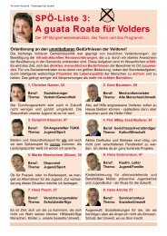 SPÃ-Liste 3: A guata Roata Roata fÃ¼r Volders